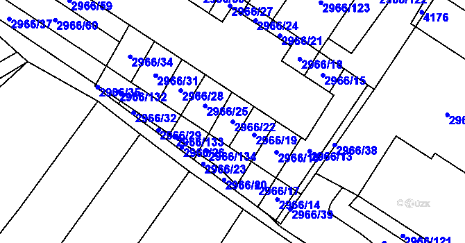 Parcela st. 2966/22 v KÚ Nedašov, Katastrální mapa