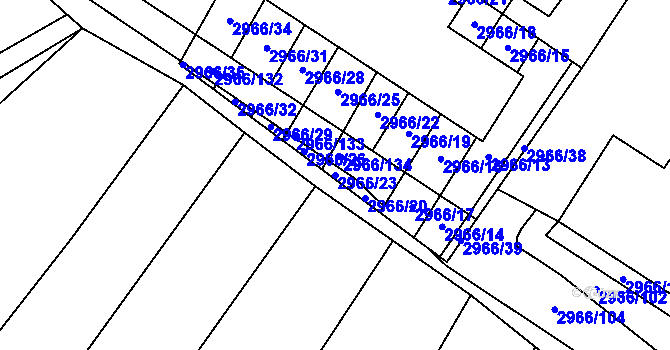 Parcela st. 2966/23 v KÚ Nedašov, Katastrální mapa