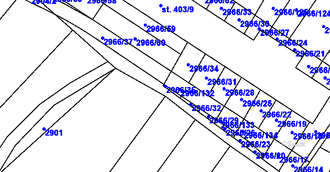 Parcela st. 2966/35 v KÚ Nedašov, Katastrální mapa