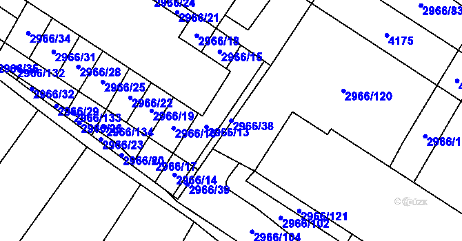 Parcela st. 2966/38 v KÚ Nedašov, Katastrální mapa
