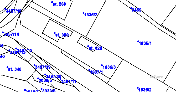 Parcela st. 620 v KÚ Nedašov, Katastrální mapa