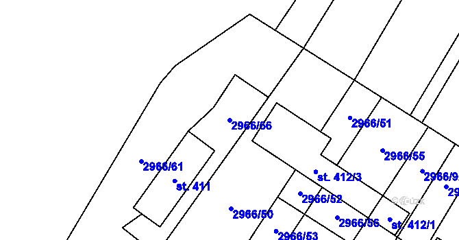 Parcela st. 2966/66 v KÚ Nedašov, Katastrální mapa
