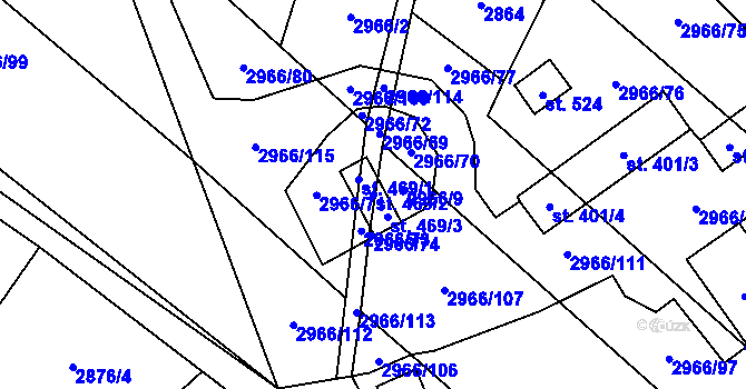 Parcela st. 469/2 v KÚ Nedašov, Katastrální mapa