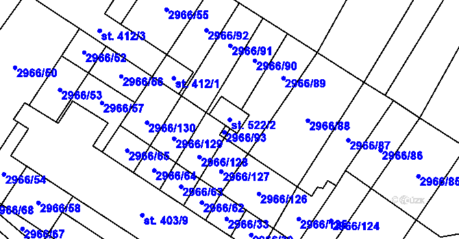 Parcela st. 522/2 v KÚ Nedašov, Katastrální mapa