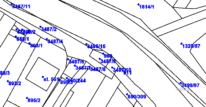 Parcela st. 909 v KÚ Nedašov, Katastrální mapa
