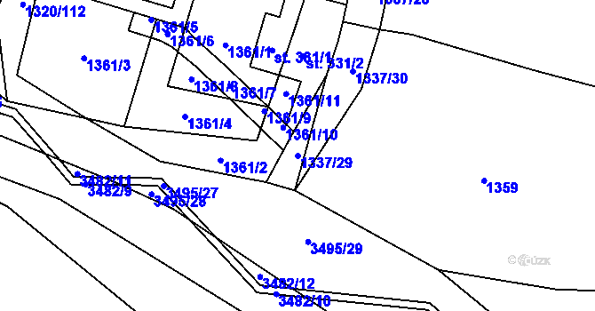 Parcela st. 1337/29 v KÚ Nedašov, Katastrální mapa