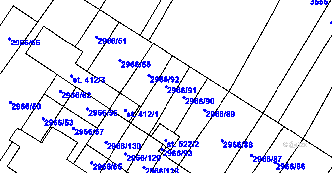 Parcela st. 2966/91 v KÚ Nedašov, Katastrální mapa