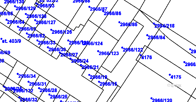Parcela st. 2966/123 v KÚ Nedašov, Katastrální mapa