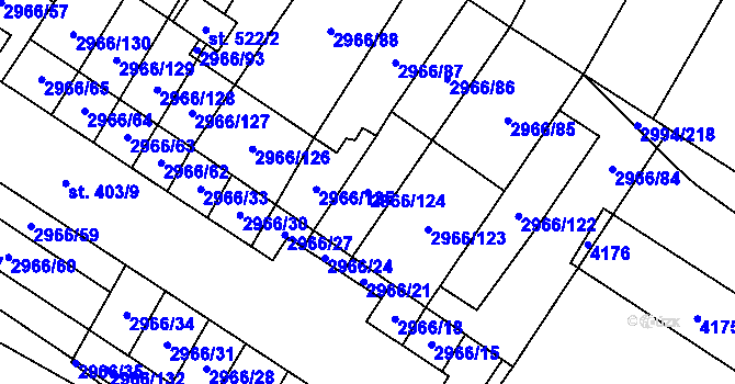Parcela st. 2966/124 v KÚ Nedašov, Katastrální mapa