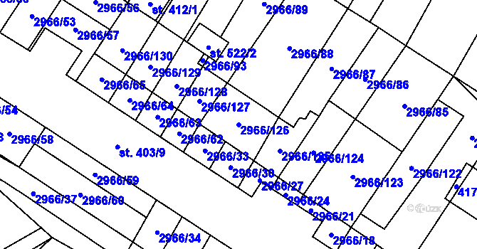 Parcela st. 2966/126 v KÚ Nedašov, Katastrální mapa