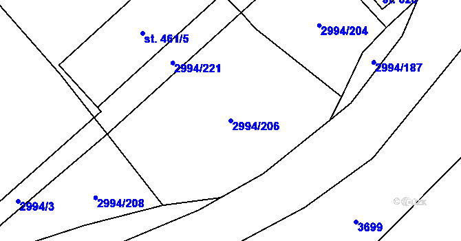 Parcela st. 2994/206 v KÚ Nedašov, Katastrální mapa