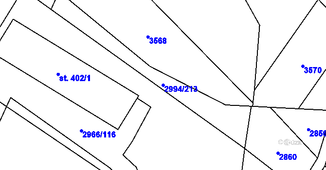 Parcela st. 2994/213 v KÚ Nedašov, Katastrální mapa