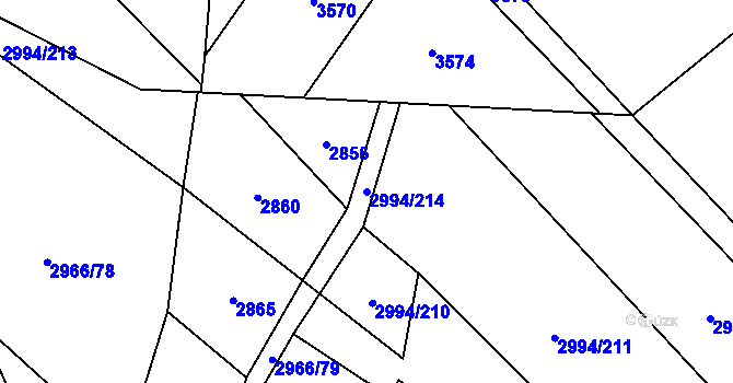 Parcela st. 2994/214 v KÚ Nedašov, Katastrální mapa