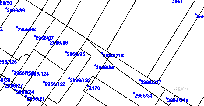 Parcela st. 2994/218 v KÚ Nedašov, Katastrální mapa