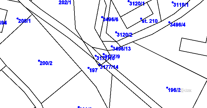 Parcela st. 3177/9 v KÚ Nedašov, Katastrální mapa