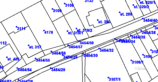 Parcela st. 3454/59 v KÚ Nedašov, Katastrální mapa