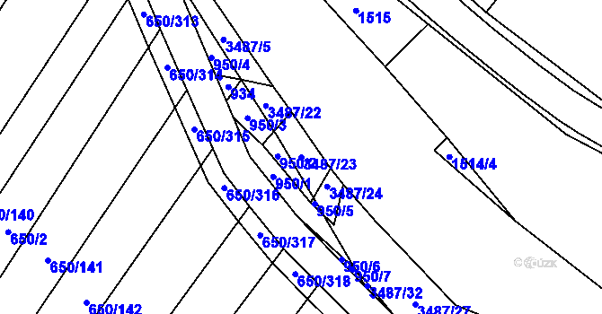 Parcela st. 3487/23 v KÚ Nedašov, Katastrální mapa
