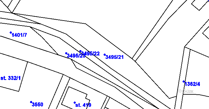 Parcela st. 3495/21 v KÚ Nedašov, Katastrální mapa