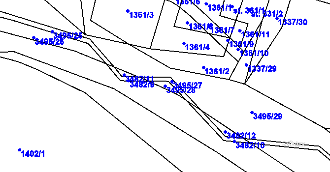 Parcela st. 3495/28 v KÚ Nedašov, Katastrální mapa