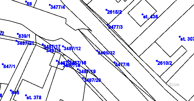 Parcela st. 3495/32 v KÚ Nedašov, Katastrální mapa
