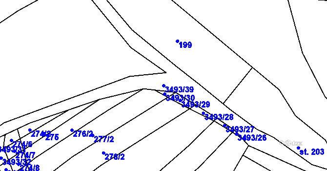 Parcela st. 3493/39 v KÚ Nedašov, Katastrální mapa
