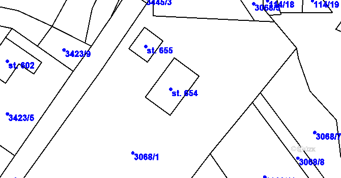Parcela st. 654 v KÚ Nedašov, Katastrální mapa