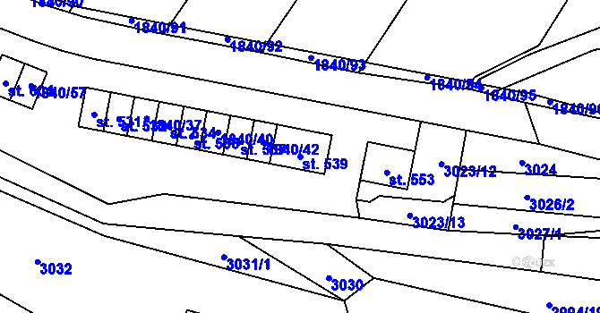 Parcela st. 539 v KÚ Nedašov, Katastrální mapa