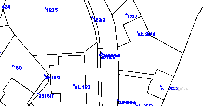 Parcela st. 3499/54 v KÚ Nedašov, Katastrální mapa