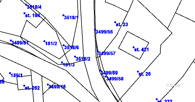 Parcela st. 3499/57 v KÚ Nedašov, Katastrální mapa