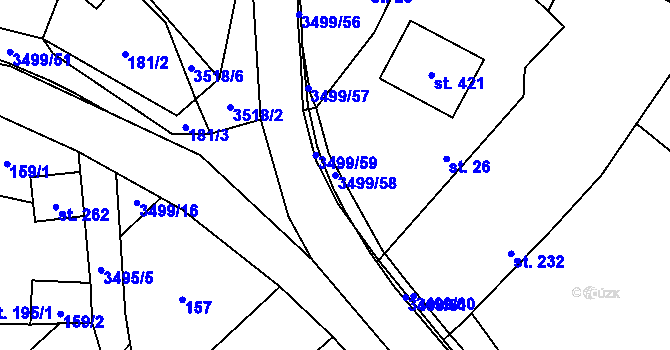 Parcela st. 3499/58 v KÚ Nedašov, Katastrální mapa