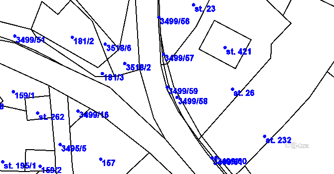 Parcela st. 3499/59 v KÚ Nedašov, Katastrální mapa