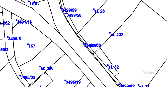 Parcela st. 3499/61 v KÚ Nedašov, Katastrální mapa
