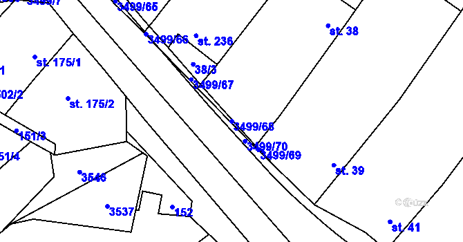 Parcela st. 3499/68 v KÚ Nedašov, Katastrální mapa