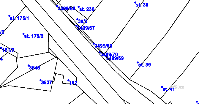 Parcela st. 3499/70 v KÚ Nedašov, Katastrální mapa