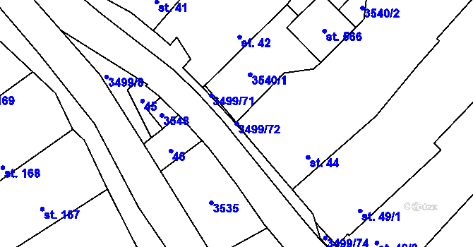 Parcela st. 3499/72 v KÚ Nedašov, Katastrální mapa