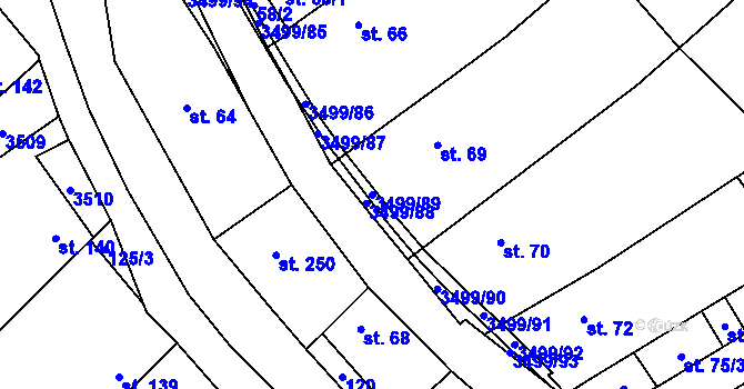 Parcela st. 3499/89 v KÚ Nedašov, Katastrální mapa