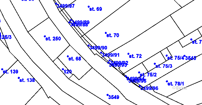 Parcela st. 3499/91 v KÚ Nedašov, Katastrální mapa