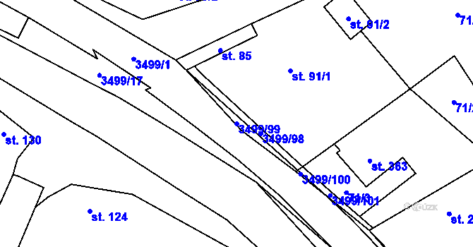Parcela st. 3499/99 v KÚ Nedašov, Katastrální mapa