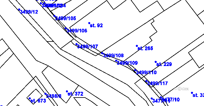 Parcela st. 3499/108 v KÚ Nedašov, Katastrální mapa