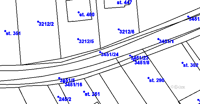 Parcela st. 3451/24 v KÚ Nedašov, Katastrální mapa