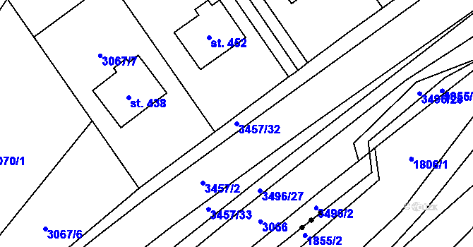 Parcela st. 3457/32 v KÚ Nedašov, Katastrální mapa