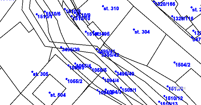 Parcela st. 3495/42 v KÚ Nedašov, Katastrální mapa