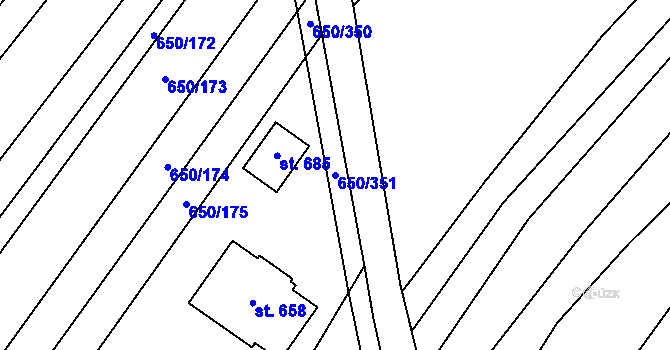 Parcela st. 650/351 v KÚ Nedašov, Katastrální mapa