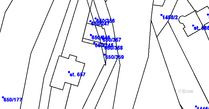 Parcela st. 650/359 v KÚ Nedašov, Katastrální mapa