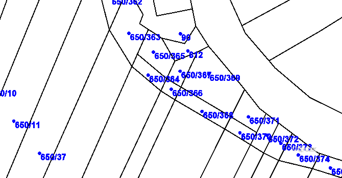 Parcela st. 650/366 v KÚ Nedašov, Katastrální mapa