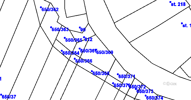Parcela st. 650/369 v KÚ Nedašov, Katastrální mapa