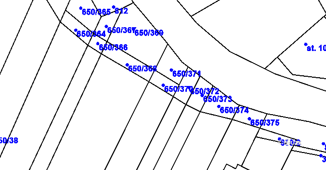 Parcela st. 650/370 v KÚ Nedašov, Katastrální mapa