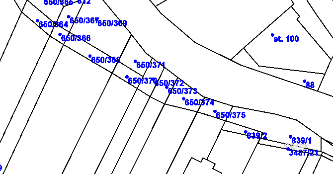Parcela st. 650/373 v KÚ Nedašov, Katastrální mapa
