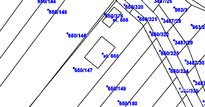 Parcela st. 665 v KÚ Nedašov, Katastrální mapa