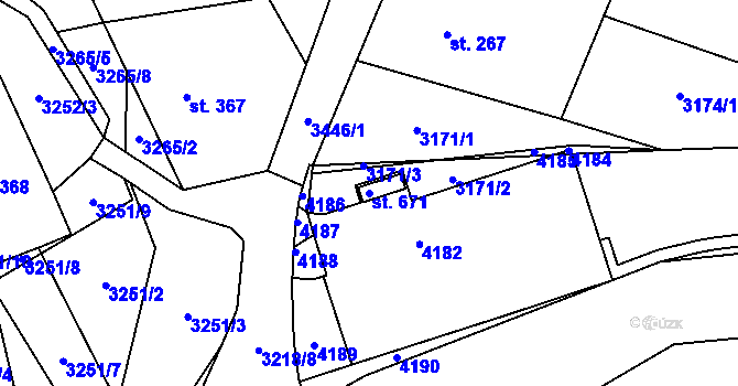Parcela st. 671 v KÚ Nedašov, Katastrální mapa